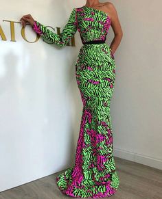 Robes Glamour, Africa Dress, Green Zebra, African Fashion Ankara, Gowns For Girls