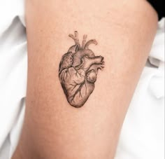 a small heart tattoo on the right arm and lower arm, with an n at the top