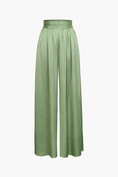 Heavy Satin Wide Leg Pants – Micas Green Satin Pants, Street Clothes, High Waisted Wide Leg Pants, Senior Project, Chic Summer Outfits, Pants Fabric, Fun Pants, Satin Pants, Color Magic