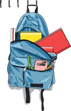 a back pack with school supplies in it