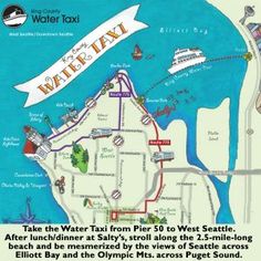 a map with the words water taxi on it