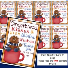 gingerbread kisses and warm winter wishes thank you cards with free printables for kids