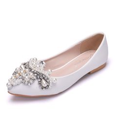 Gender: For WomenStyle: Fashion,KoreanOccasion: Casual,Party/Club,Office/CareerHeel Height: 1cmPlatform Height: 0.5cmSeason: Spring,Summer,Fall/Autumn,WinterPackage Contents: 1 x Shoes (Pair)Please see our size guide as below, you can choose the size according to your foot length and width.If your foot is a little wide and thick, we suggest you choose 1 size larger.Size Guide:28 = foot length 18.5-19cm (Foot width=6.5-7cm)29 = foot length 19-19.5cm (Foot width=7cm)30 = foot length 19.5-20cm (Foo Classic Wedding Shoes, Wedding Wedges, Homecoming Shoes, Pointed Shoes, White Wedding Shoes, Wedding Flats, Women Flats, Bridesmaid Shoes, Soft Shoes