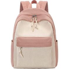 New Product Corduroy Imported Nylon Lining Zipper Closure Hand Wash Only The Cute Pink And Beige Mini Backpack For Teen Girls Is Good Quality, Made Of Thickened Corduroy Fabric, Fracture-Resistant And Lightweight, Versatility, Practical, Wearable And Durable, Smooth And Durable Sbs Zipper. The Fashion Teens Small Backpack Purse Prefect Size Is Approx H 13inch * L 11inch * W 5.1inch, 1*Main Pocket With One Ipad Compartment And One Zipper Pocket, 1*Front Zipper Pocket For Small Items, Two Side Poc Casual Corduroy School Backpack, Casual Beige Backpack With Zipper Closure, Casual Cream Backpack With Zipper Closure, Dua List, Fashion Teens, Purse For Teens, Kipling Backpack, Small Backpack Purse, Japanese Hair