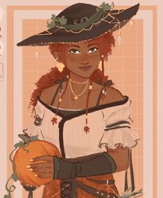 a woman wearing a hat and holding a pumpkin