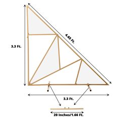 an image of a triangle with measurements for the height and width, as well as how to measure it