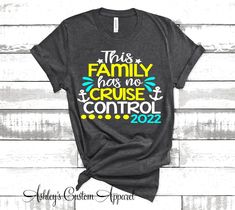 Family Cruise Vacation Shirts This Family Has No Cruise Control Matching Cruise Ship Shirt Family Reunion Cruising Tee Group Cruise Squad  This design is made on premium Bella + Canvas - Unisex Short Sleeve Jersey Tee . The shirt shown is Dark Grey Heather.  They are super soft and comfy. You can view a size and color chart in the additional photos on this listing. 4.2 oz., 100% airlume combed and ringspun cotton, 32 singles This listing is also available on a BELLA+CANVAS Youth Jersey Short Sle Family Cruise Vacation Shirts, Cruise Vacation Shirts