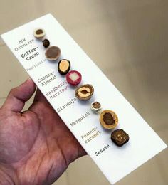 a hand holding a piece of paper with different types of cookies on it