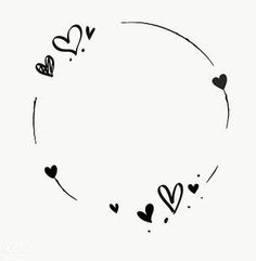 a black and white drawing of hearts on a circle with the word love written in it