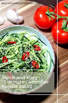 Discover the magic of our quick and easy cucumber noodle salad that takes only 10 minutes to prepare! It's light, refreshing, and packed with flavors you'll fall in love with. Perfect for busy weeknights or a light lunch. Click to learn how you can make this amazing meal in no time! 🥗