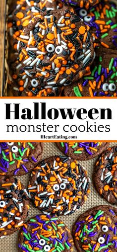 halloween monster cookies with sprinkles and chocolate