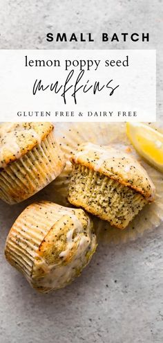 lemon poppy seed muffins with text overlay