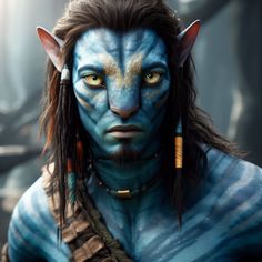 a man with long hair and blue skin is dressed up as avatar from avatar in the movie avatar