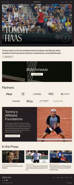 the website is designed to look like it could be used for tennis games and other activities