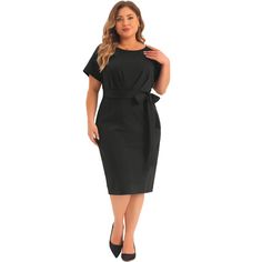 Agnes Orinda is a plus-size brand inspired by the needs of its customers. It can suit you on various occasions, and show your perfect curves through appropriate tailoring, and the comfortable fabric allows you to enjoy a pleasant experience. The shape of the dress is classic and feminine and the fit is slim and easy. The hidden back zipper maintains a clean and sleek look while allowing for effortless dressing and undressing. A classic dress is exquisite and perfect to match with exquisite acces Belt Knots, Knot Tie, Perfect Curves, Plus Size Brands, Black Bodycon Dress, Bodycon Dresses, Bodycon Midi, Classic Dress, Tie Knots