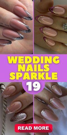 Wedding French Manicure, Almond French Manicure, Mother Of The Bride Nails, Bridal Nail Ideas, French Manicure Ombre, Bridal Themes, Wedding Day Nails, Birthday Nail Designs, Bridal Nail