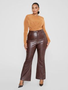 Plus Size Marianne Croc Texture Faux Leather Pants | Fashion to Figure Size 12 Fashion, Fashion To Figure, Stylish Sweaters, Flare Leg Pants, Plus Size Pants, High Rise Pants, Faux Leather Pants, Plus Size Womens Clothing, Runway Collection