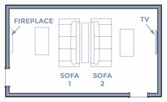 the floor plan for a living room with sofas