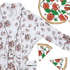 Truth be told, we can’t get enough pizza and this pajama is no exception! Our original pizza print is remixed with a helping of veggies! This pretty pizza features tomatoes, basil, mushrooms, and peppers! They’re the yummiest. Why should kids have all the fun? These ultra-luxe bamboo women’s robes make cuddle time extra dreamy. Match with your little ones or pick a print that’s just for you! Our robe features comfortable 3/4 length sleeves, a below the knee length, and two oversized pockets on t Pretty Pizza, Oversized Pockets, Cuddle Time, Newborn Gown, Truth Be Told, Pajama Dress, Instagram Baby, Peregrine, Womens Robes