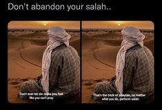 a man sitting in the middle of a desert with his head wrapped around his neck