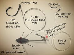 a diagram showing the different types of fishing lures and how to hook them together