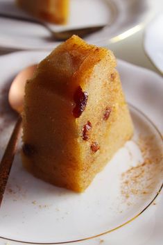 a piece of cake sitting on top of a white plate