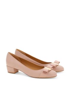 Ferragamo Women's Vara Soft Bow Detail Pink Block Heel Pumps Pink Block Heels, Block Heel Pumps, Heel Pumps, Bow Detail, Pump Shoes, Pumps Heels, Block Heels, Leather Upper, Pick Up