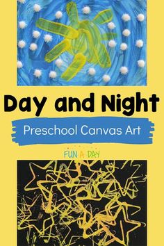 the cover of day and night preschool canvass art book with an image of a sea turtle