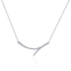 14K White Gold Diamond Curved Double Bar Necklace Girly Necklace, Gabriel Jewelry, Necklace With Diamonds, Diamond Bar Necklace, Pave Necklace, White Gold Chain, White Gold Necklace, Diamond Jewelry Necklace, Jewelry Appraisal