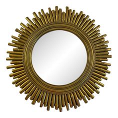 a gold sun mirror on a white background