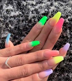 43 Neon Nail Designs That Are Perfect for Summer StayGlam Neon nail Neon Nail Colors, Design Ongles Courts, Wedding Nail Polish, Neon Nail Designs, Nails Neon, Gel Nails At Home, Pink Ombre Nails, Nagel Tips, Vibrant Nails