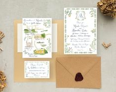 the wedding stationery is laid out and ready to be used