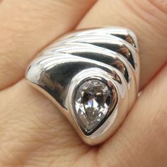 925 Sterling Silver Vintage C Z Modernist Wide Ring Size 8 3/4Weight: 9.1gWELCOME TO PAWN SHOPWe are an actual pawn shop and have been in business for over 25 years.Since 1990, our establishment has been serving a variety of clients by providing them with short term cash solutions and options of liquidity regarding their treasured heirlooms.Acknowledging that today′s customers are very sophisticated and are looking for a variety of investments, our acquisitions are hand-picked for our special cl Silver Oval Rings With Channel Set, Silver Oval Ring With Channel Set, Oval Silver Rings With Channel Set, Chevron Ring, Wide Ring, Wide Rings, Pawn Shop, Cute Purses, Love To Shop