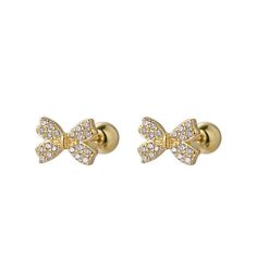 Mini Bow Stud Earrings with Bowtie Screw back - Elegant and Secure Description: Introducing our charming Mini Bow Stud Earrings with Bowtie Screw back, the perfect blend of elegance and practicality. These dainty earrings feature a delicate bow design that adds a touch of whimsy and femininity to any look. Crafted with meticulous attention to detail, they are an ideal accessory for both everyday wear and special occasions. Features: High-Quality Materials: Made from premium, hypoallergenic mater Adjustable Elegant Earrings, Adjustable Yellow Gold Earrings For Party, Adjustable Screw Back Jewelry Gift, Gold Adjustable Earrings For Formal Occasions, Studs Piercing, Earrings Classic, Mini Bow, Piercing Earrings, Mini Bows