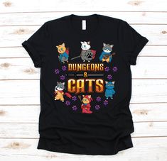 Dungeons and Cats Shirt, Gaming Shirt, Gamer Shirt, Tabletop Gamer, RPG Shirt, Role Playing Shirt, Fantasy Game, Cat Gamer Gift Uncle Tshirt, Cats Shirt, Artist Shirts, Fantasy Games