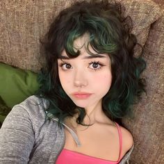 Hair Reference, Hair Inspiration Color, Hair Inspo Color, Dream Hair, Pretty Makeup, Cute Makeup, Green Hair, Hairstyles Haircuts