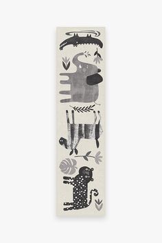 a bookmark with an animal design on the front and back cover, in black and white