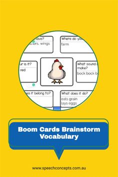 boom cards brainstorm vocabilary with an image of a chicken