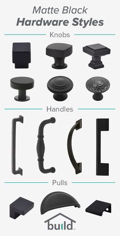 the different types of hardware are shown in this graphic style, including handles and knobs