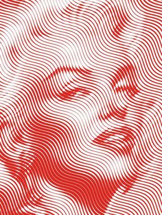 an abstract red and white background with wavy lines