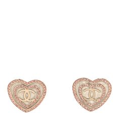 These are an authentic pair of CHANEL Crystal CC Resin Heart Earrings in Gold, Pink and White. These pair of earrings are a gold tone love heart with a central CC logo, white marbled resin inlay, and encrusted with pink crystals. Luxury White Heart Earrings For Formal Occasions, Luxury Earrings With Heart Charm, Luxury White Heart Earrings, Luxury Rose Gold Heart Earrings, Luxury White Heart Earrings For Wedding, Luxury Double Heart Earrings For Valentine's Day, White Luxury Earrings For Valentine's Day, Luxury Double Heart Earrings, Luxury White Double Heart Jewelry