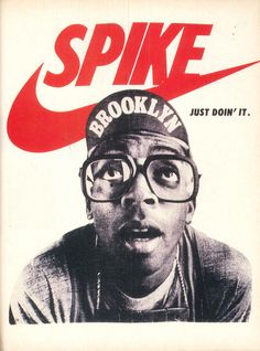 a poster with the words spike on it and an image of a man wearing glasses