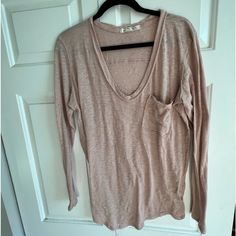 Like New Condition Tan “We The Free” Tunic Length Top (Also Have Size Medium In Separate Post) V Neck Round Hem Small Pocket Tan Long Sleeve Tops For Spring, Everyday Neutral Long Sleeve Tops, Beige Long Sleeve Tops For Everyday, Neutral Long Sleeve Tops For Everyday, Long Sleeve Beige T-shirt, Lace Turtleneck Top, Lace Turtleneck, Oversized Long Sleeve Shirt, Patchwork Top