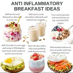 “Start your day with a delicious anti-inflammatory breakfast! 🌿✨ Boost your energy, reduce inflammation, and support your overall health with these nutritious recipes. Say goodbye to morning sluggishness and hello to a vibrant day! 🥑 How To Make Your Gut Healthy, Best Breakfast For Gut Health, Magnesium Food Sources, Breakfast Ideas Nutritious, Anti Inflammation Snack Ideas, What Are Inflammatory Foods, Anti Inflammation Diet Meals, Wellness Food Healthy Eating, Tasty Healthy Salads