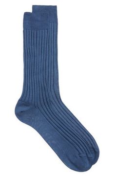 Knit from breathable cotton, these classic rib dress socks provide soft and luxe comfort for your hardworking feet. Cotton Machine wash, tumble dry Made in Italy Classic Blue Winter Socks, Classic Comfortable Solid Color Socks, Comfortable Classic Solid Color Socks, Comfortable Classic Socks, Classic Fitted Ribbed Socks, Classic Fitted Blue Socks, Classic Ribbed Socks, Fitted Solid Color Ribbed Socks, Classic Ribbed Fitted Socks