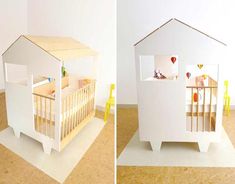 there is a doll house made to look like a baby's crib