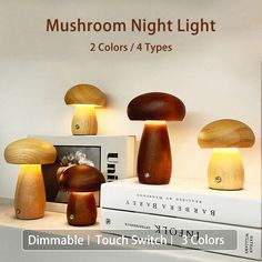 the mushroom light is on top of two books