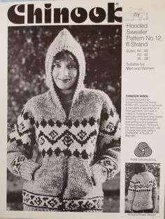 an advertisement for a women's sweater with the words chinook written on it