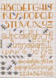 a cross stitch pattern with letters and numbers