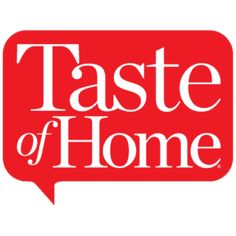 the taste of home logo with an empty speech bubble above it that says taste of home